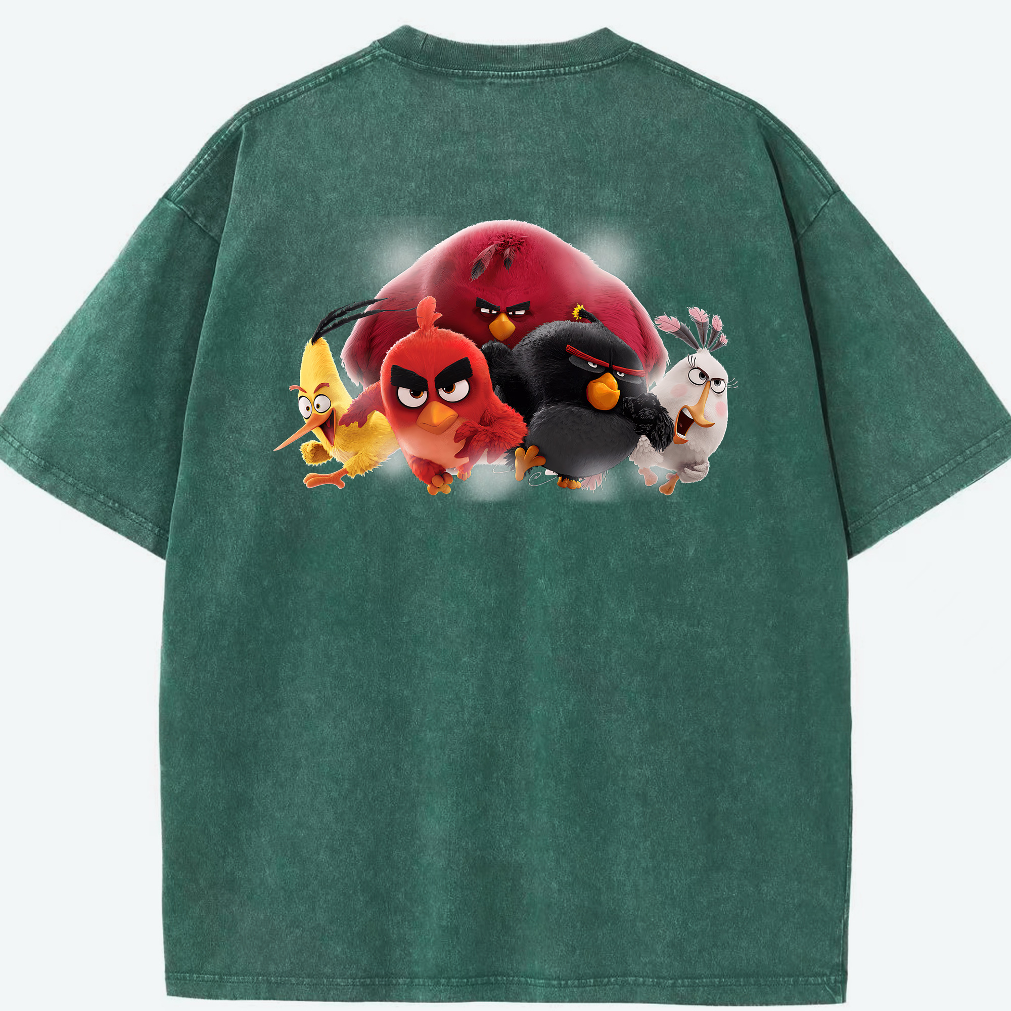 （画像用） Angry Birds アングリーバード 綿100% ヴィンテージ風 半袖Tシャツ（背面プリント）
